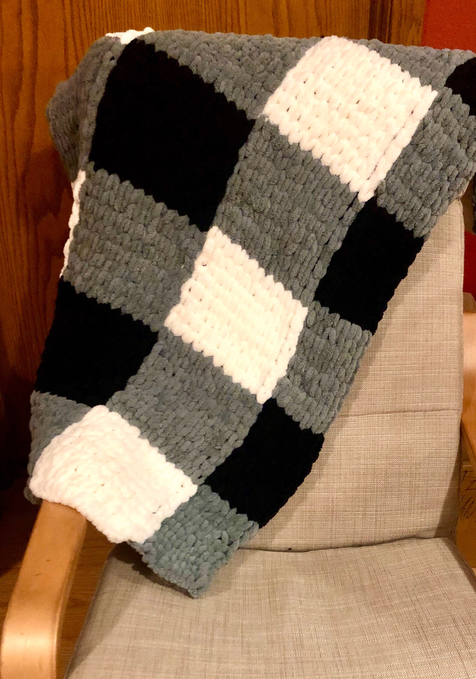 Buffalo Plaid hand knit blanket Etsy