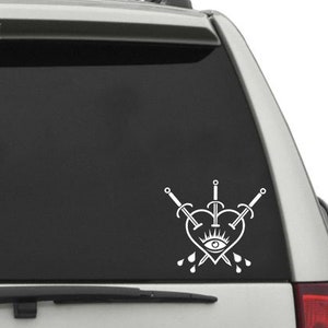 Three of Swords Tarot Card Sticker Decal