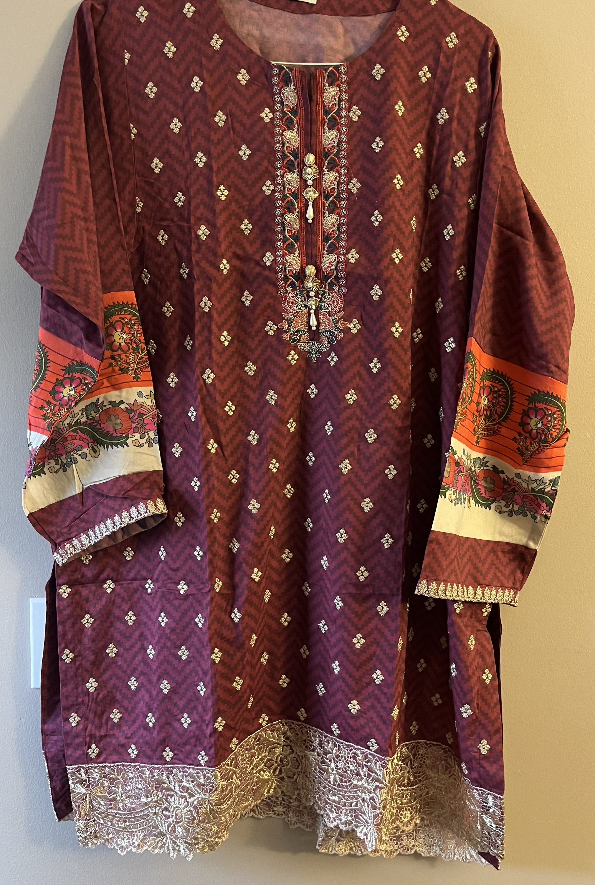open lace back dress Khaadi Cc21301 Red Autumn Collection 2021 – Sara Clothes