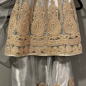 Grey and gold embroidered shararas  for 5-6 years. 2 shararas to choose from.