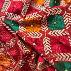 Phulkari Wedding Dupatta: Pakistani Indian Embroidered Scarf