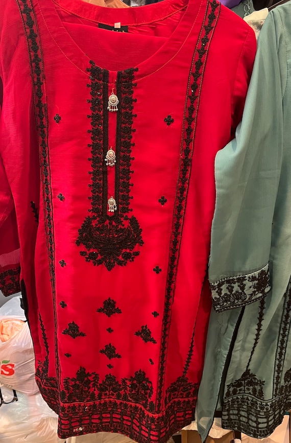 red and black dresses pakistani Laal-e-Kaali Red on Black // Korean Raw Silk suit with Rich Tilla & Dori Work Muse