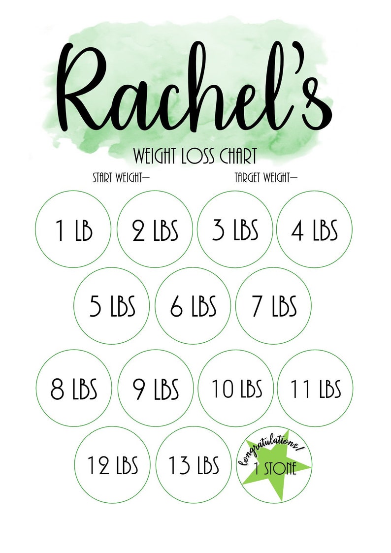 Personalised Weight Loss Chart A4 Slimming World Weight Etsy