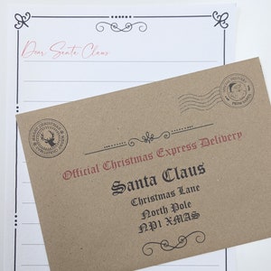 Letter To Santa with Brown Envelope with Santa's address printed on the front.