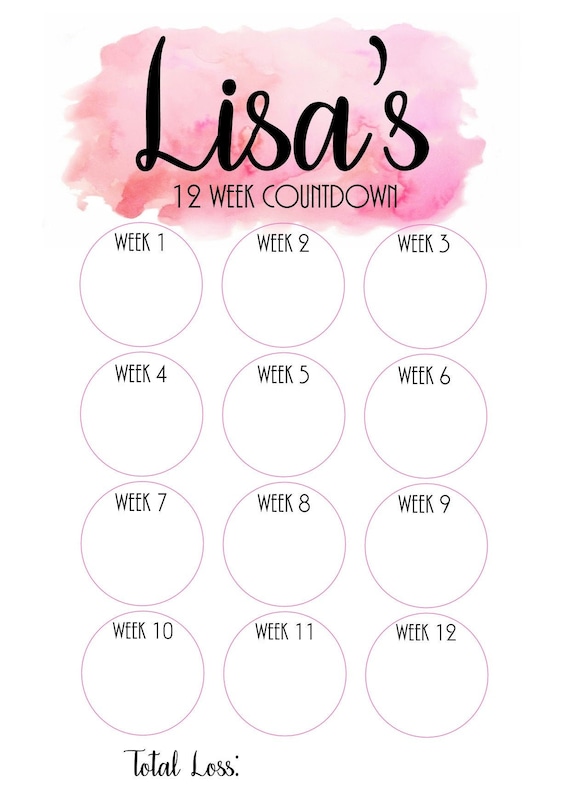 Personalised Weight Loss Countdown Chart - Slimming Weight Loss Watching Diet Journey Goal Tracker