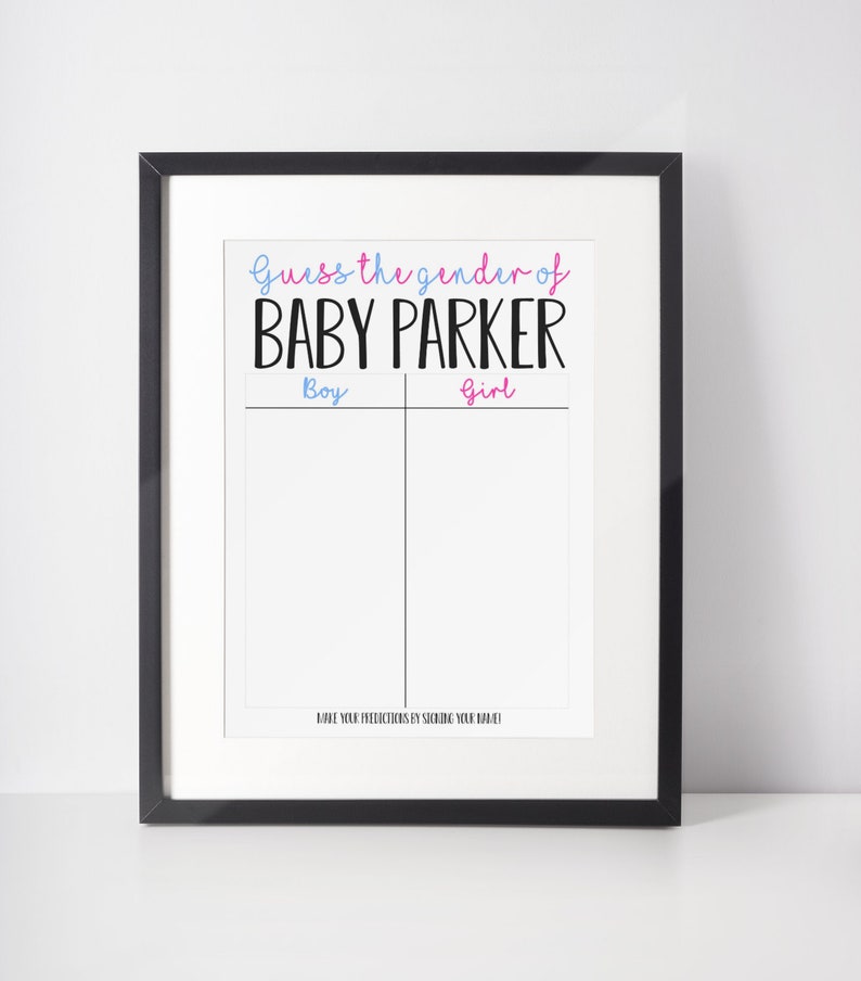 Personalised Guess the Gender Baby Shower Party Game Etsy