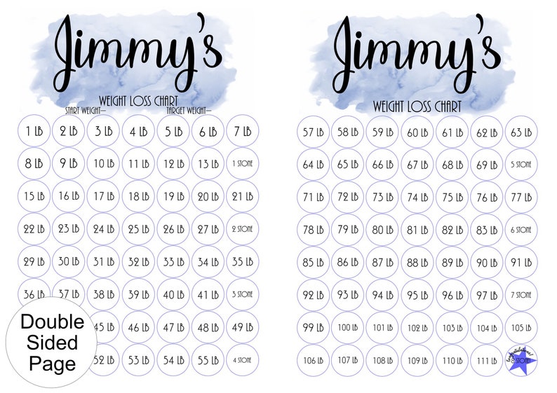 Personalised Weight Loss Chart A4 A5 with Stickers Slimming World Weight Watchers Diet Journey Goal Tracker 1 8 Stone 8 Stone