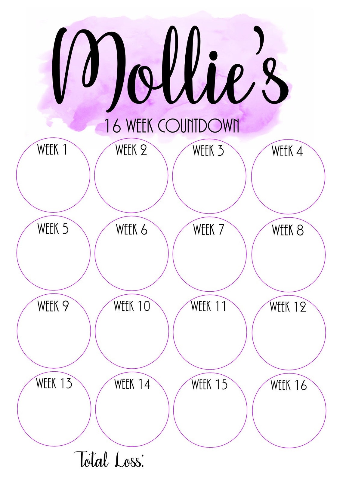 Personalised Weight Loss Countdown Chart Slimming World Etsy