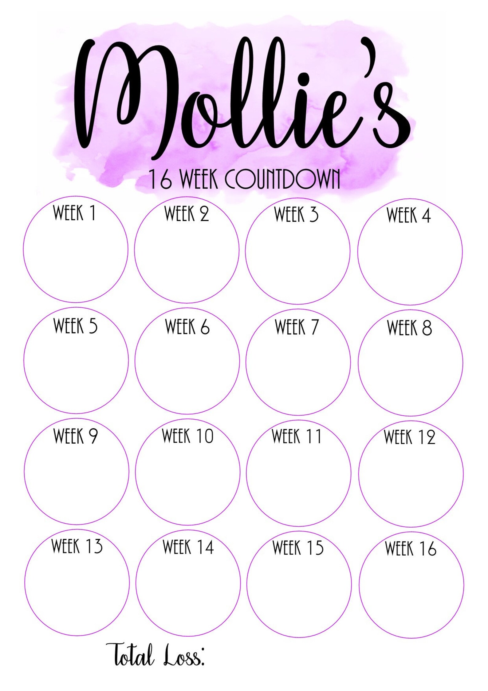 Personalised Weight Loss Countdown Chart Slimming World Etsy