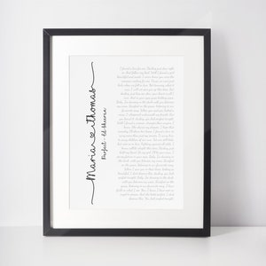 Personalised Custom Song Lyrics Wedding First Dance Print Anniversary Gift Wall Art