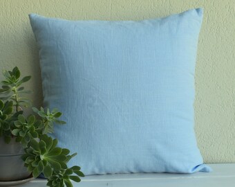 Blue linen pillow cover,light blue linen throw pillow cover, blue decorative linen envelope pillow cover, home decor