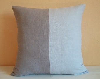 Light blue/gray linen pillow cover, linen pillow cover, linen pillow case, light blue linen pillow cover, linen throw pillow, home decor