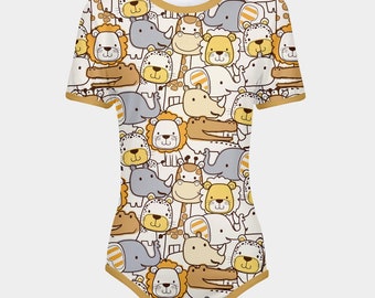 ABDL Safari Animals Snap-Crotch Bodysuit