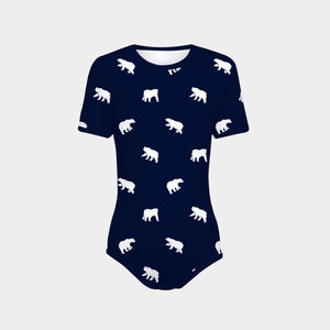 ABDL Polar Bear Pattern Navy Snap-Crotch Bodysuit