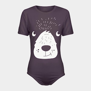 ABDL Cute Bear Purple Plum Snap-Crotch Bodysuit