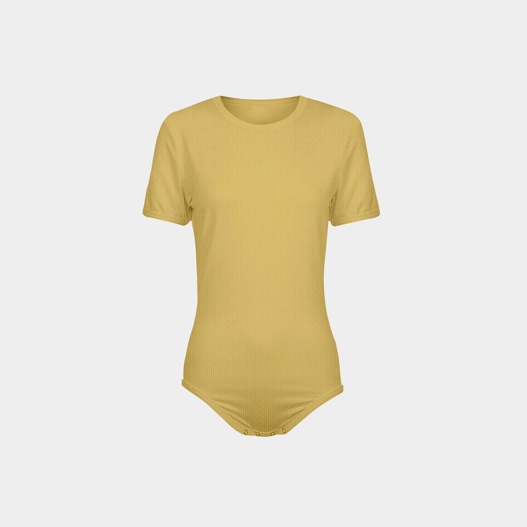 ABDL White Polka Dots Yellow Snapcrotch Bodysuit Undershirt Etsy