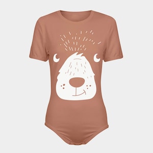 ABDL Cute Bear Pink Salmon Snap-Crotch Bodysuit