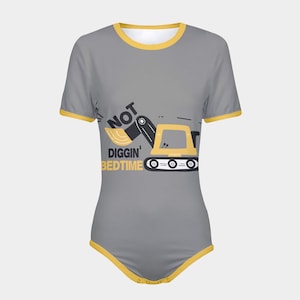 ABDL Not Digging Bedtime Construction Theme Gray Snap-Crotch Bodysuit