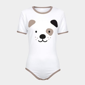 ABDL Hündchen Braun und Weiß Snap-Crotch Bodysuit