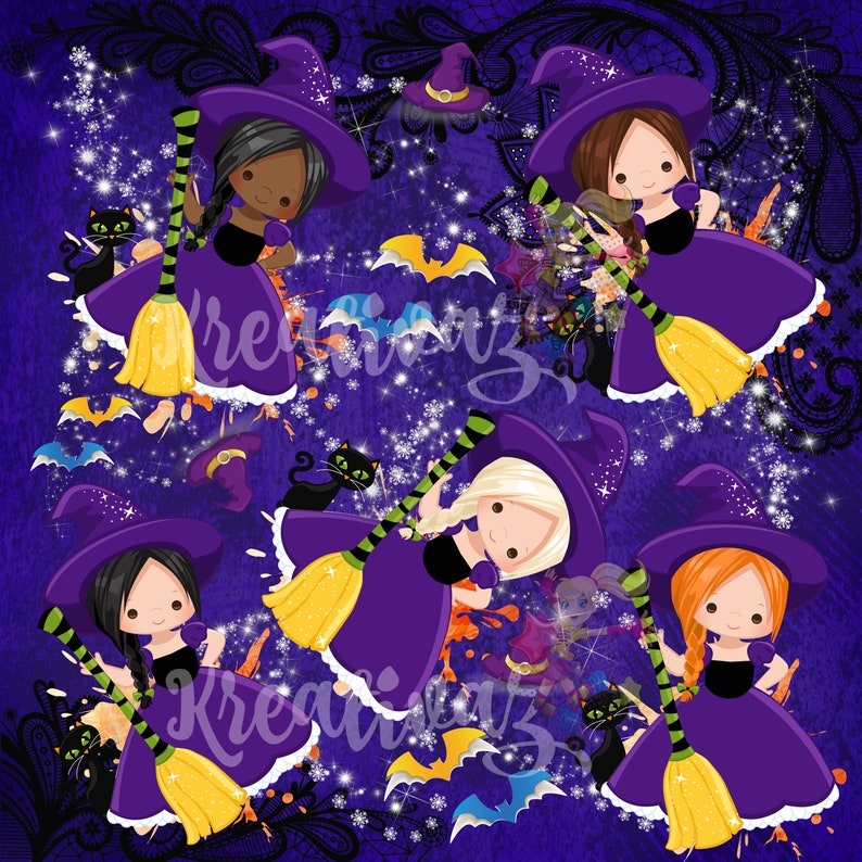 Witches Halloween Custom Knit or Cotton Fabric By The Yard by Half the Yard