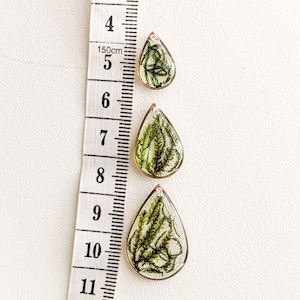 Real Dried Moss Earrings real preserved moss, cottagecore nature inspired gold earrings image 5