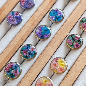 Real Pressed Flower Stud Earrings – Stainless steel - Garden Studs - Random Colors (unless requested!)