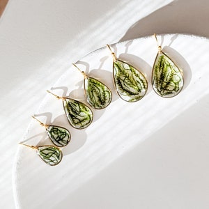 Real Dried Moss Earrings real preserved moss, cottagecore nature inspired gold earrings image 4
