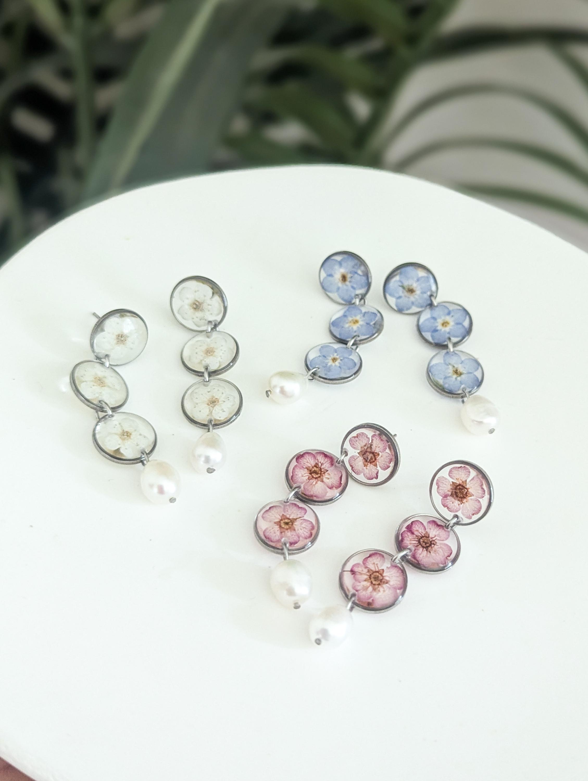 Vogem Orecchini A Fiore Placcato Oro Con Perla - Acciaio Inox Ipoallergenico, Donna, Eleganti