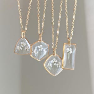 Dainty Gold Pressed Flower Necklace