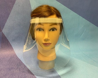 Face shield with transparent visor and adjustable head strap,  Plastic face mask, Head visor