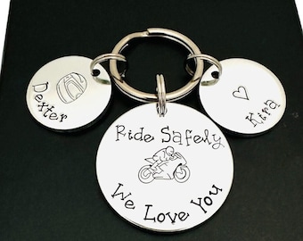 Ride Safe Motorbike Keyring For Daddy, Birthday Present For Grandpa, Fathers Day Gift For Dad From Kids, Husband Gift From Wife, Bikers