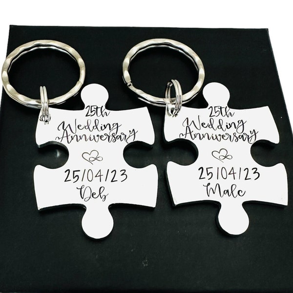25th Wedding Anniversary Keyring, Husband And Wife Wedding Gifts, Special Date Matching Keychains, Couples Keyring, Relationship Gifts