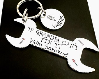 Grandad Gift, Wrench Keyring, Fathers Day Gift For Grandpa, Mechanic Gift For Dad, Can&#39;t Fix It Wrench Key ring,  Grampy Gifts, Birthday