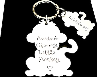 Personalised Little Monkeys Keyring, Auntie Gifts From Nephew, Aunty Present, Aunt Gift From Niece, Birthday Gift For Sister, Great Auntie