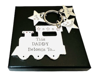 This Daddy Belongs To Keyring, Fathers Day Gift From Kids, Train Gifts For Men, Birthday Gift for Step Dad, Personalised Present For Dad