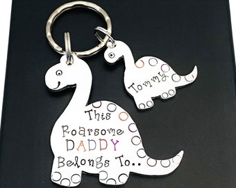 This Daddy Belongs To Keyring, Fathers Day Gift From Kids, Cute Dinosaur Gift For Dad,  Birthday Present For New Dad, Dinosaur Gifts For Men