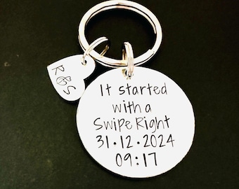 It Started With A Swipe, Couples Keyring, Valentines Gift for Boyfriend, Anniversary Present For Husband, Online Dating Gift, Girlfriend