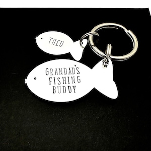 Fisherman Gift For Grandad, Fishing Buddies Keyring Personalised, Fathers Day Gift For Grandpa From Grandson, Fish Key ring For Men, Papa