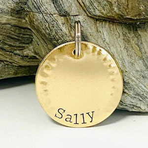 Hand Stamped Brass Dog Name Tag, Personalised Pet ID Tag, Dog Collar Name Tags, Pet Identification Tags, Puppy Name Tag, Dog Tag For Dogs