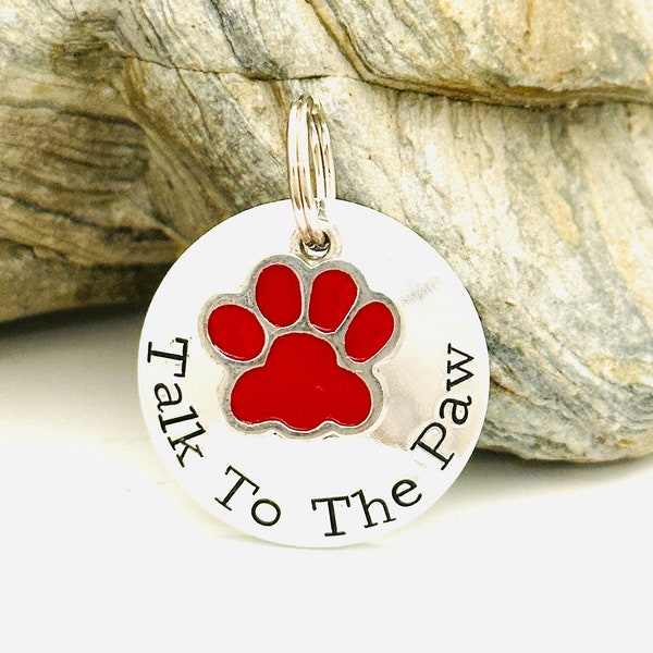 Dog Id Tag, Small Dog Tag, Talk To The Paw Dog Tag, Personalised Dog Tag, Puppy Tag, Custom Dog Tag, Dog Tags For Dogs, Collar Name Tag