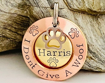 Personalised Dog Tag, Dog Tag For Dogs, Hand Stamped Pet ID Tag, Puppy Name Tag For Collar, Brass Dog Tag