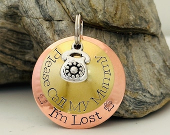 Dog Tags For Dogs, Please Call My Mom, Custom Dog Name Tag, Dog Collar Tags, Puppy Tag, Im Lost Dog Tag, Double Sided Dog ID Tag, Brass Tag