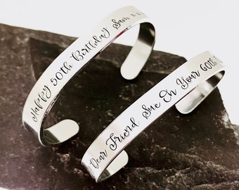 Personalised Hidden Message Bangle, Quote Bracelet For Friend, Birthday Present For Mum, Inspirational Jewellery For Women, Handstamped Cuff