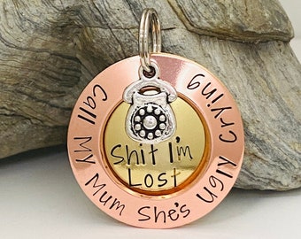 Personalised Dog ID Tag, Pet Name Tags For Dogs, Hand Stamped Dog Tag, Puppy Tag Custom, Metal Identification Tag , Pet Collar Accessory