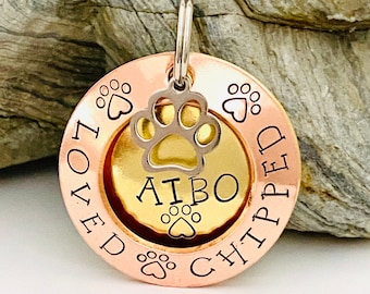 Personalised Dog Tag, Dog Tag For Dogs, Puppy Tag, Custom Dog Tag, Double Sided Pet ID Tag, Brass Pet Tag, Dog Collar Name Tag, Metal Tag
