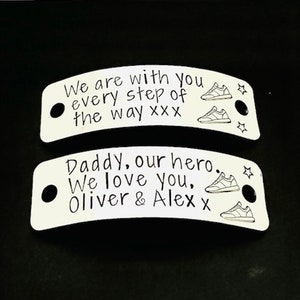 Personalised Trainer Tags For Daddy, Running Gift For Men, Female Runner Gifts, Shoe Lace Tags For Dad, Marathon Gift For Friend, Shoe Charm
