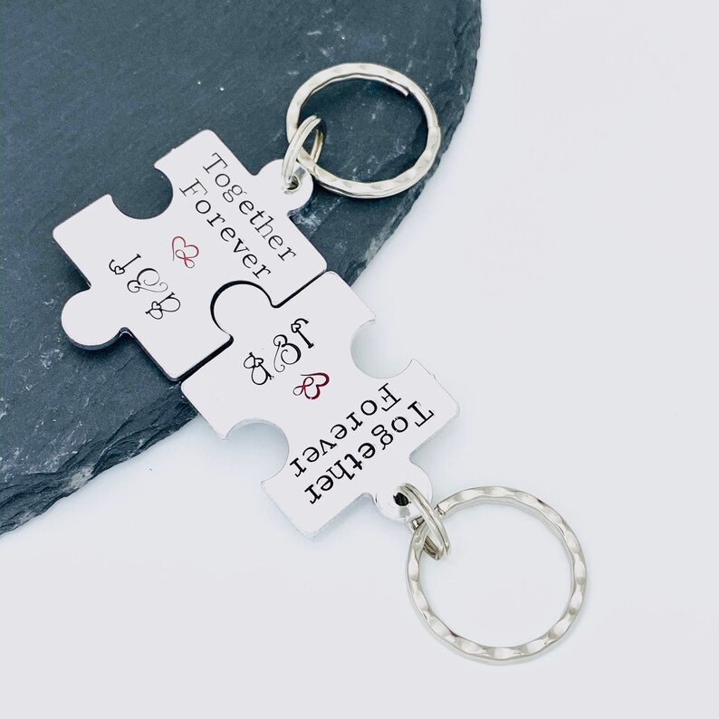 10th Wedding Anniversary Matching Keyrings for Couples, Special Date