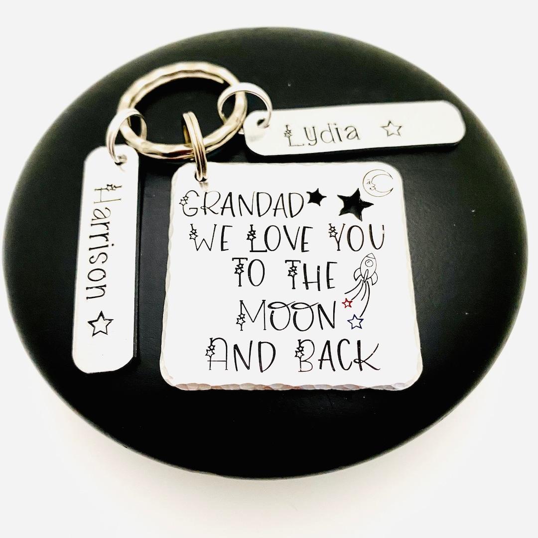 We Love You to the Moon and Back Personalised Star Keyring, Grandad
