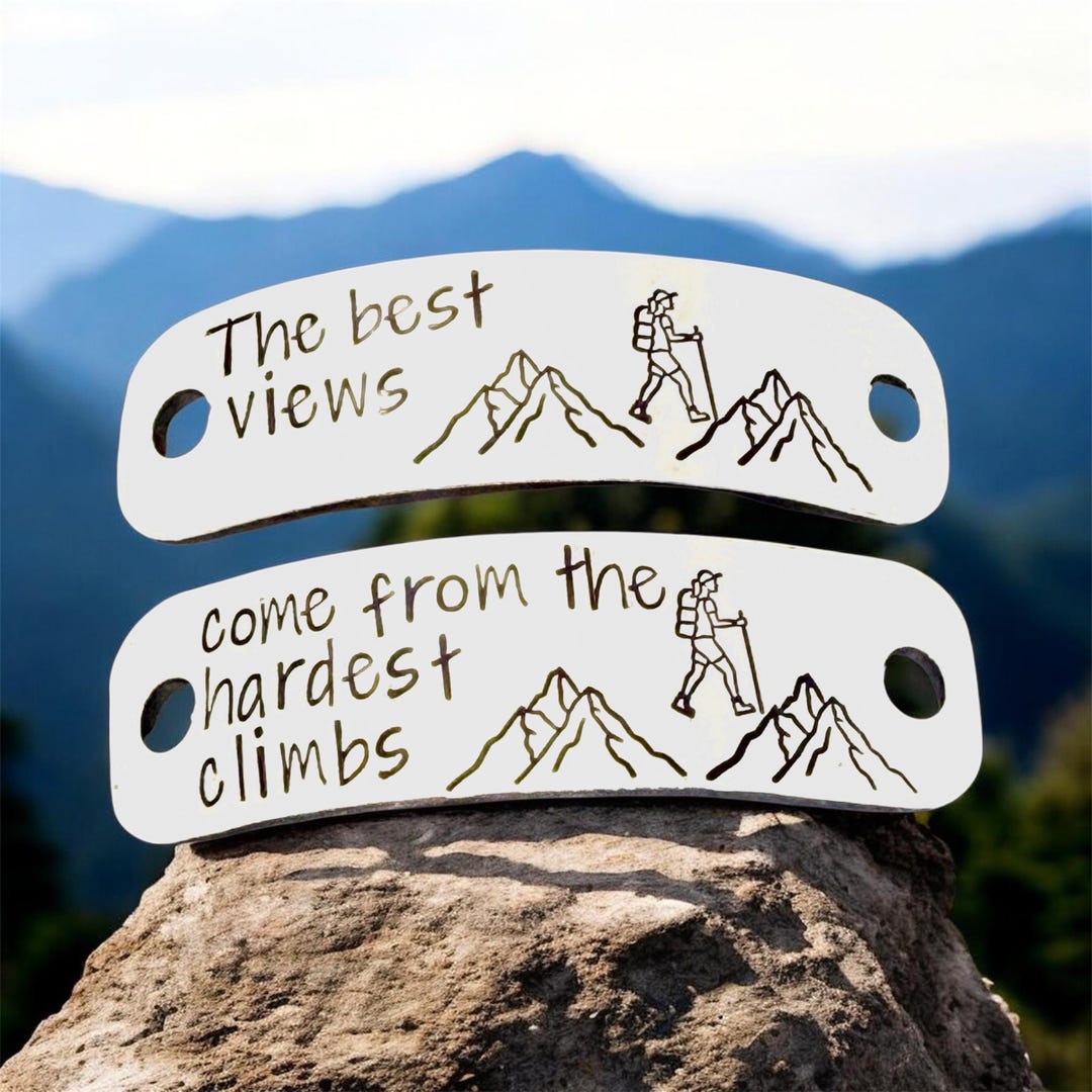 The Best View Comes After Hiking Boot Tags, Personalised Metal Shoe ...