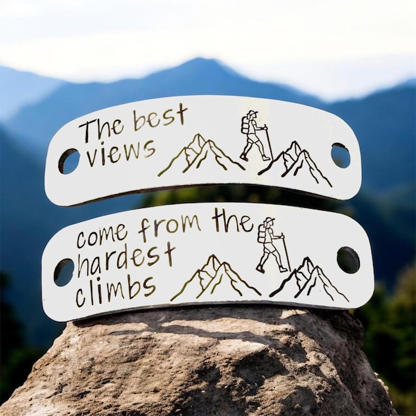 Personalised Hiking Gifts, The Best View Walking Boot Tags, Mountain Climber